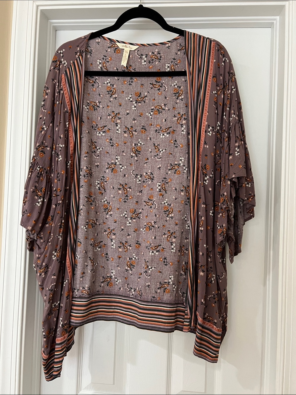 Matilda Jane Mauve Floral Stripe Open-Front Kimono